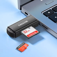 SAMZHE Lector de Tarjetas SD/microSD Externo USB-A 2.0 2 en 1 Compatible con DSLR, iPhone, PC, Laptop, Cámara para Coche y Dron - Material ABS