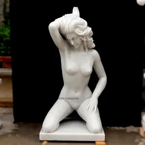 흰색 대리석 손으로 조각 섹시한 누드 레이디 동상 판매
