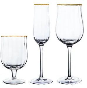 金色镶边婚礼活动装饰玻璃套装酒杯水晶白色眼镜