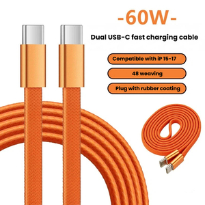 Câble USB-C vers USB-C tressé 60W PD, 48 brins, plat, haute vitesse, pour iPad, <span class=keywords><strong>iPhone</strong></span>, <span class=keywords><strong>Samsung</strong></span> - Offre Spéciale - Product Image 1