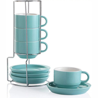 Logo personnalisé des fabricants d'usine Tasse à café en porcelaine Tasse à expresso et soucoupe en céramique Tasses à café émaillées personnalisées
