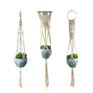 Giardino pianta verde cesto appeso fiori fai da te porta fiori fatti a mano macramè vaso tascabile muro Boho cortile decorazione per la casa - Product Image 3