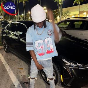 QZFSO T-shirt court personnalisé pour hommes sérigraphie T-shirt lourd surdimensionné 100% coton Boxy graphique fabricant personnalisable - Product Image 1