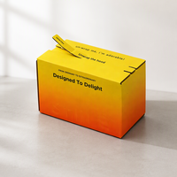 Boîte d'expédition en carton ondulé personnalisée avec bande déchirable, dégradé jaune-orange, pour marques de vêtements, vente en gros