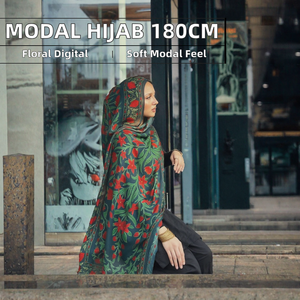 Hijab pour femmes en modal 100% avec imprimé floral numérique, taille standard 180 cm, toutes saisons - Product Image 2