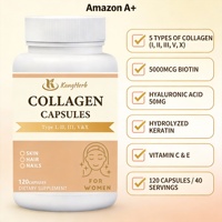 Kangherb OEM ODM Collagène, Vitamine C et Protéines pour la Croissance des Cheveux et des Ongles, Soins de Santé, 120 Capsules de Collagène