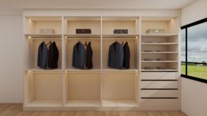 Armario Organizador de Ropa, Armario de Dormitorio con Acabado en Laca Blanca y Luz LED - Product Image 3