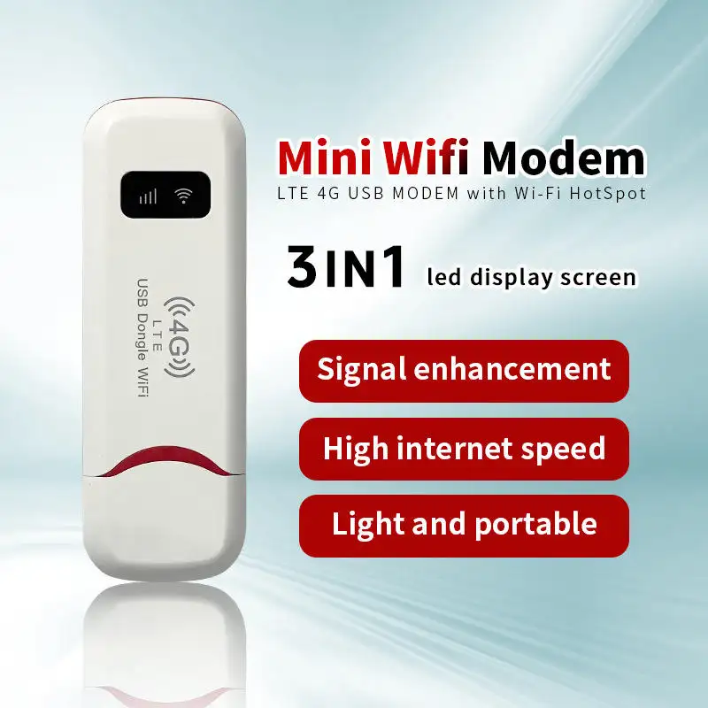 Módem Usb de 150Mbps Usb Dongle 4G Router móvil Inalámbrico 3G 4G Lte Wifi Módem con ranura para tarjeta Sim 4G Routers