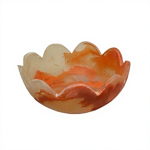 Bol décoratif en résine de haute qualité en forme de pétale, pour desserts, collations, glaces et fruits, style vintage, forme ronde, assiettes - Product Image 1