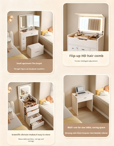 <span class=keywords><strong>Coiffeuse</strong></span> à rabat OEM/ODM WenFeng - Bois massif certifié E1, miroir LED, <span class=keywords><strong>tabouret</strong></span> rembourré pour appartement/homestay de charme - Product Image 2