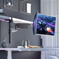 Support d'écran incurvé en alliage d'aluminium pour moniteur d'ordinateur, réglage fluide pour écrans de 32 à 60 pouces, compatible VESA