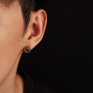 Orecchini a stella ottagonale dorati HAOXUAN - Orecchini retrò in metallo ecologico, maschili, audaci, femminili, di tendenza, di alta gamma, versatili - Product Image 2