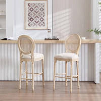 Ensemble de 2 chaises de salle à manger rétro françaises de luxe, rembourrées en tissu, pour la maison, la cuisine, le café