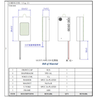 Altoparlante Rettangolare 26*13*7mm, 8 Ohm 1W, Impermeabile IP67, Magnete al Neodimio per Registratore di Cassa POS
