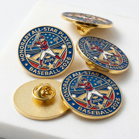 Pin Kerah Logam Baseball Berbahan Zinc Alloy dengan Lapisan Enamel Lunak, Custom Berlogo, untuk Promosi Klub Olahraga