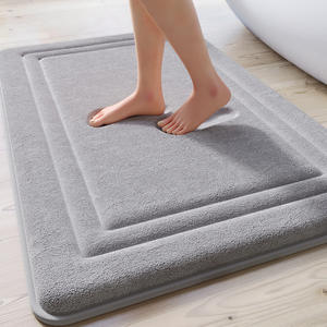 Alfombra de baño rectangular de algodón de alta densidad, gruesa, de color sólido, absorbente y antideslizante para baño, inodoro y entrada. - Product Image 1