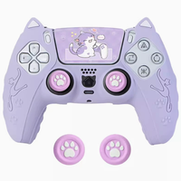 Nouveau mignon étui de protection en silicone pour contrôleur de jeu PS5 étui souple joystick couvercle capuchon touchpad ensemble d'autocollants