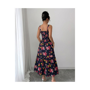 Women's <b>Strappy</b> Viscose <b>Dress</b> 125 Cm Length Floral Print Evening Wear - Product Image 5