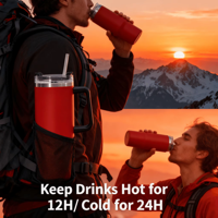 Gobelet isotherme en acier inoxydable de 40 oz avec poignée, design personnalisé pour le café, le thé et l'usage quotidien
