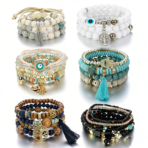 Conjunto de Pulseiras Boho de Miçangas Mais Vendido para Casais, Charme, Multicamadas, com Borla, Joias Femininas Atacado - Product Image 1