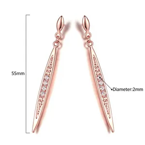 ต่างหูสำหรับผู้หญิงลูกบาศก์เซอร์โคเนียแบบชาวนาเครื่องประดับสีโรสโกลด์ลามูนคริสตัลออสเตรีย - Product Image 6