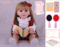 FiveStar 22 Zoll Ganzkörper-Gummi-Reborn-Puppe, 56 cm Vinyl-Spielzeug, modische Puppe zum Lesen von Geschichtenbüchern, realistisch aussehend
