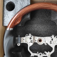 Roda kemudi kayu persik untuk Alphard Vellfire Crown Prado Land Cruiser 2014-2023 gaya kayu mewah Toyota