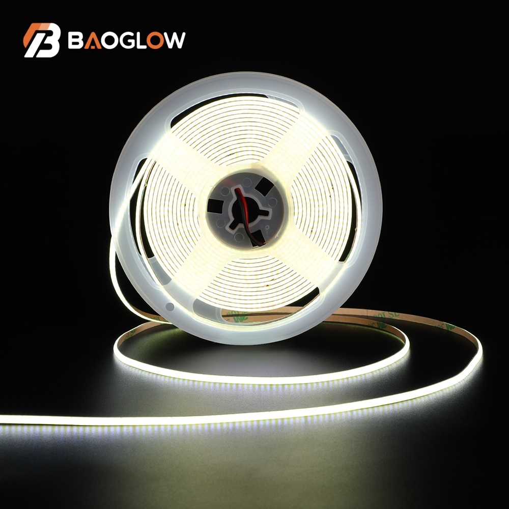 Factory Price 5W 5 12 24Volt 3mm Flexible 400 Cob Led Strip Cob Lights Strip 12v for Bedroom Furniture 400 Led Roll White