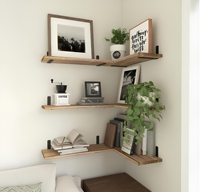 Étagère murale flottante en bois robuste 6 pièces, multifonctionnelle et écologique, pour cuisine – Meilleure vente