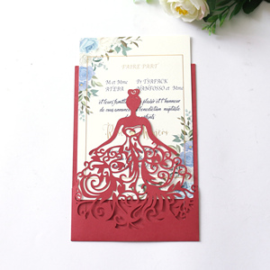 Enveloppe de poche rouge <span class=keywords><strong>vin</strong></span> élégante, carte d'invitation de <span class=keywords><strong>mariage</strong></span>, découpée au Laser, cartes cadeaux de vœux, fête - Product Image 1