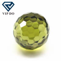 Perles rondes à facettes de 3mm à 12mm, perles de zircon cubique péridot/d-péridot, pierres à facettes synthétiques en forme de sphère, pierres CZ
