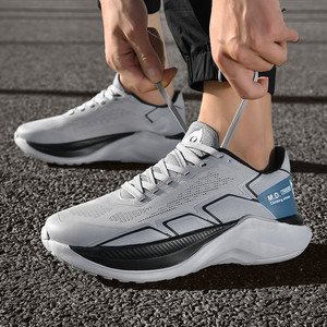 Sneakers for Men Breathable Lace-Up EVA Non-Slip Rubber Lightweight <b>Height</b> <b>Increasing</b> Mesh Lining Running <b>Shoes</b> - Product Image 2