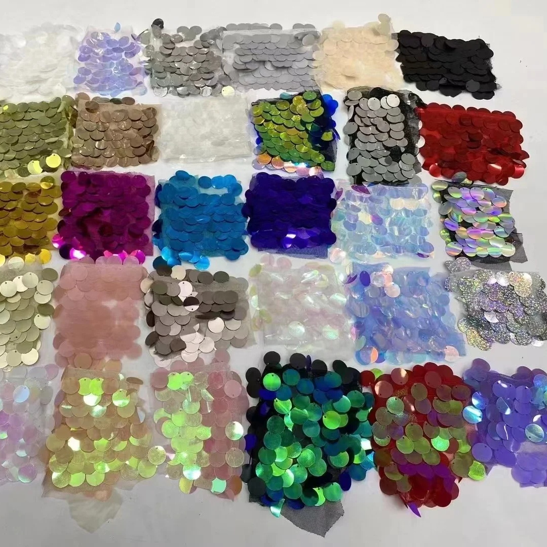 ZSY Designing clothing iridescent wholesale multi color 18mm round big sequin fabric