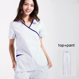 प्रयोगशाला कोट + पैंट सौंदर्य सैलून Workwear पालतू डॉक्टर नर्स कपड़े दंत चिकित्सा क्लिनिक वर्दी वि गर्दन नर्सिंग वर्दी Scrubs सेट - Product Image 3