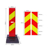 Poteau de marquage vertical réfléchissant haute intensité rouge-jaune avec base en caoutchouc pour utilisation temporaire d'isolation routière et de sécurité
