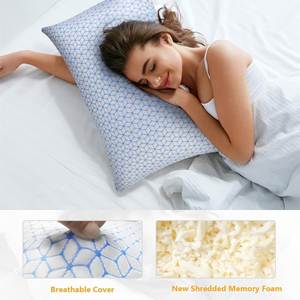 Shredded <b>Memory</b> Foam <b>Pillows</b> Queen Size Cooling Firm <b>Pillows</b> Queen Size 2 Pack for Bed Adjustable for Side Back Stomach Sleepers - Product Image 2