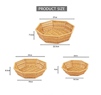Panier de rangement octogonal en rotin plastique polyvalent pour les collations, le pain, les articles de salle de bain et l'organisation des petits objets