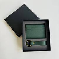 Dompet Kartu Kulit PU Buatan Tangan dengan Logo Kustom, Tipis, Modern, Elegan, Unisex, Set Kotak Hadiah untuk Pria Wanita