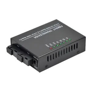 Conversor multimídia de fibra única 10/100Mbps 4 RJ45 2 SC de modo único