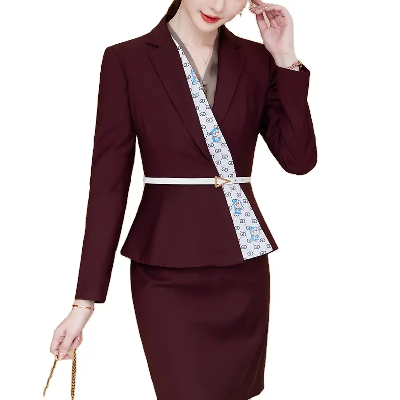 Großhandel 2-teiliges Anzug-Set für Frauen Business Uniform Rock Anzüge Büro Lady Work Wear Halbarm Blazer mit kurzem Rock