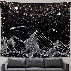 Art mural décoratif intérieur bohème écologique, motif abstrait de montagne au coucher du soleil sur un arbre de forêt naturelle - Product Image 6
