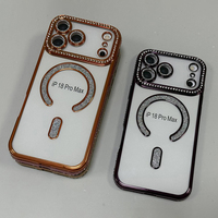 Coque de téléphone magnétique en TPU souple plaqué diamant pour iPhone 18 Pro Max 17, protection d'objectif scintillante pour Samsung A18 A08 – Vente en gros