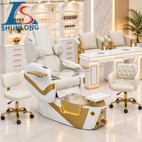 Fauteuil de pédicure de luxe moderne avec bain de pieds à vapeur réglable et massage pour salon de manucure