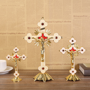 Croix de Jésus Exorciste en Or Brillant de Taille Moyenne Cruzado Boutique, Décoration Suspendue Dorée pour Festival, Reliques Catholiques, Christianisme, Crucifix - Product Image 2