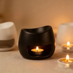 Brûleur aromatique en céramique élégant et minimaliste avec support pour bougie chauffe-plat, blanc et noir, écologique et durable - Product Image 5