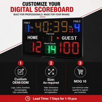 Papan Skor Digital Elektronik Portabel untuk Bola Basket dan Sepak Bola, Layar LED, Timer Hitung Mundur, Papan Skor Multifungsi dengan Shot Clock