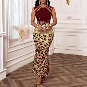 Robe sans manches élégante en tricot imprimé vintage pour femmes, commerce extérieur européen américain, <span class=keywords><strong>site</strong></span> Web indépendant, commerce transfrontalier - Product Image 2