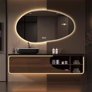 Modern Minimalist Solid Wood Vanity <strong>Cabinet</strong> with Smart Defog Mirror and Countertop for Apartment Use, <strong>Bathroom</strong> <strong>Sink</strong> - Product Image 3