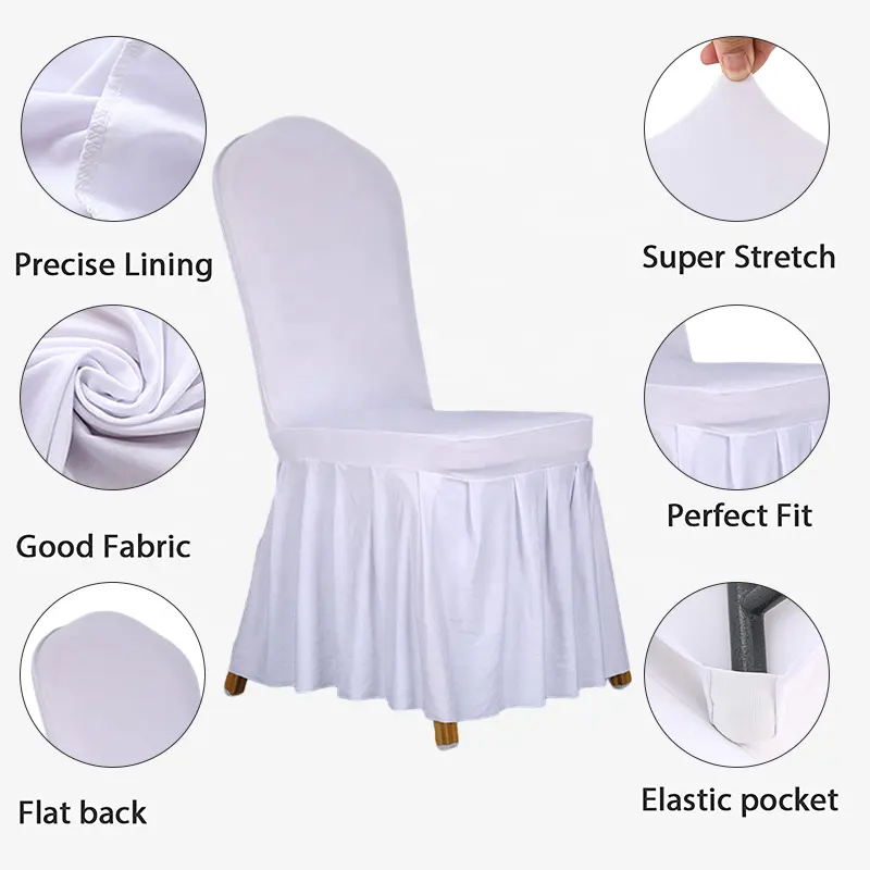 Hot Selling Manufacturers Customizable Fabric Chair Covers Wedding Dining Chair Cover Skirts