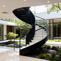 Escalier en colimaçon sur mesure en acier inoxydable avec main courante en fer, escalier rotatif moderne pour résidence intérieure, duplex, écologique